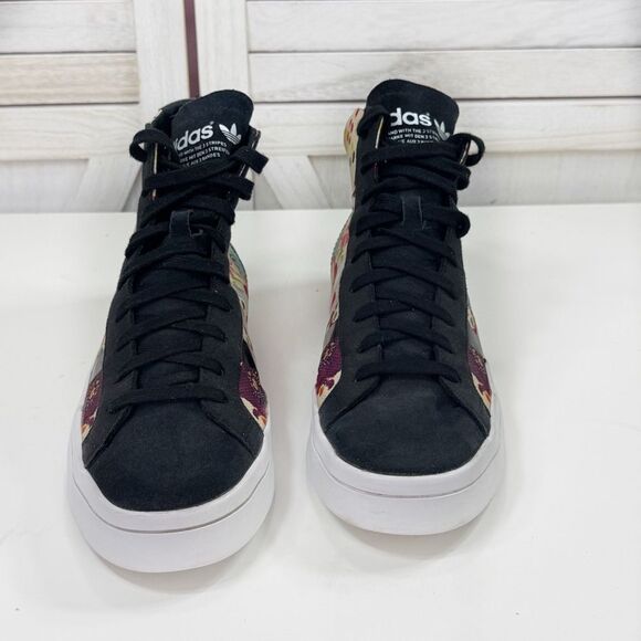 Adidas Court Vantage Floral Mid Top Lace Up Sneakers Cream Black Men 10.5 S78854 main image 7